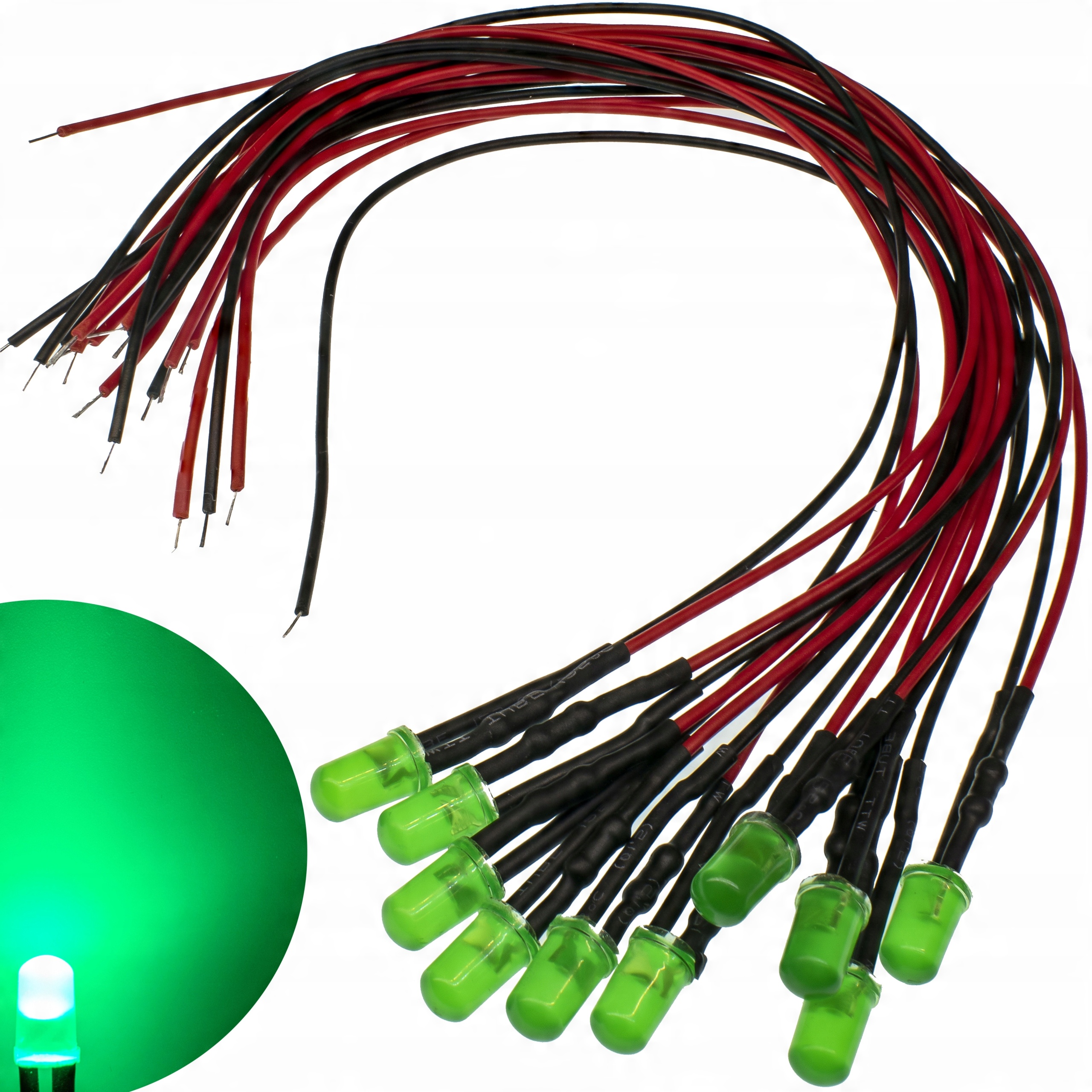 

Diody Led 12V Mat 3mm Zielony przewód 20cm 10szt