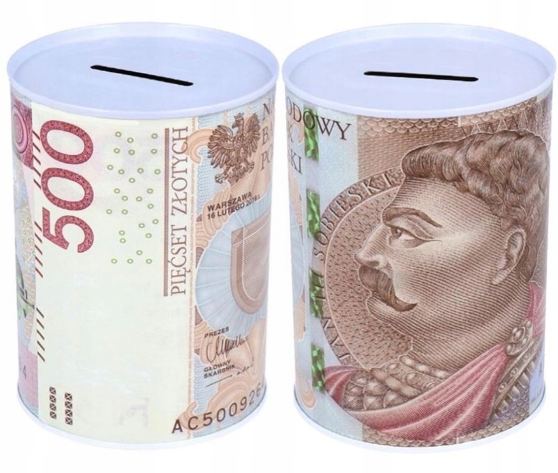 

Skarbonka Puszka Banknoty Pieniądze 500 Zł