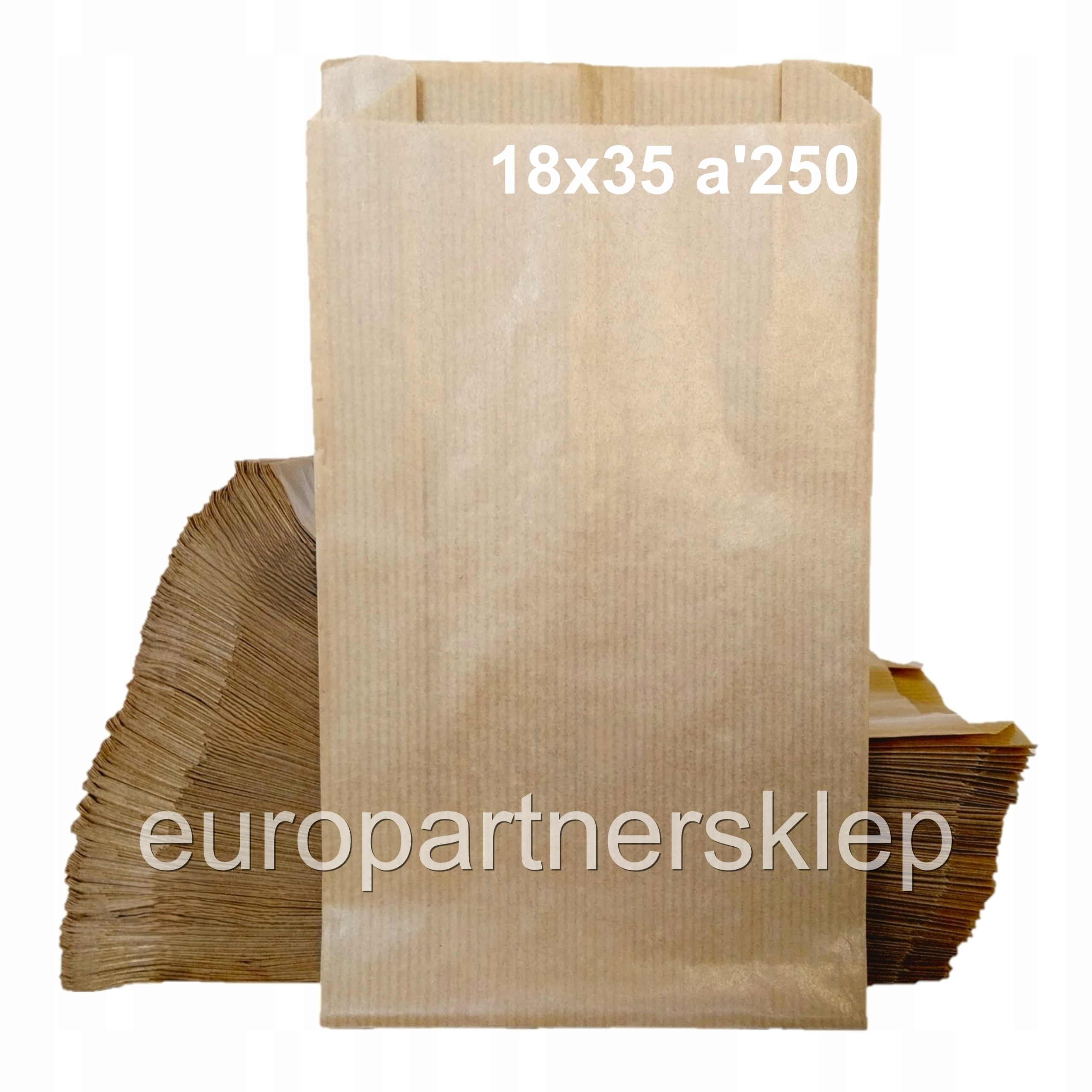 Torebki papierowe fałdowe 180x60x350 brązowe (18x35cm) torby EKO 250 sztuk!