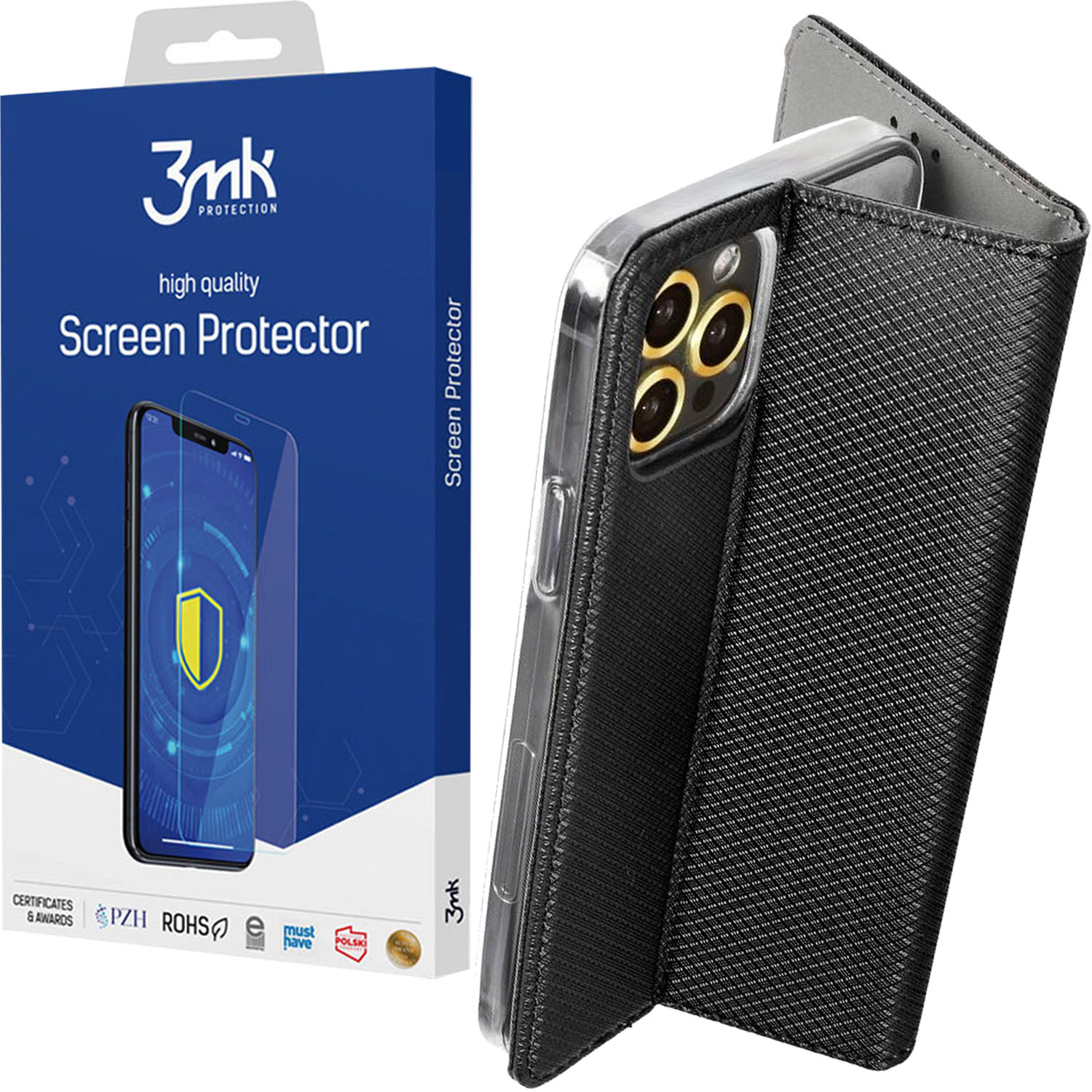 

Etui Zamykane Vivo Y70 czarny +folia 3MK