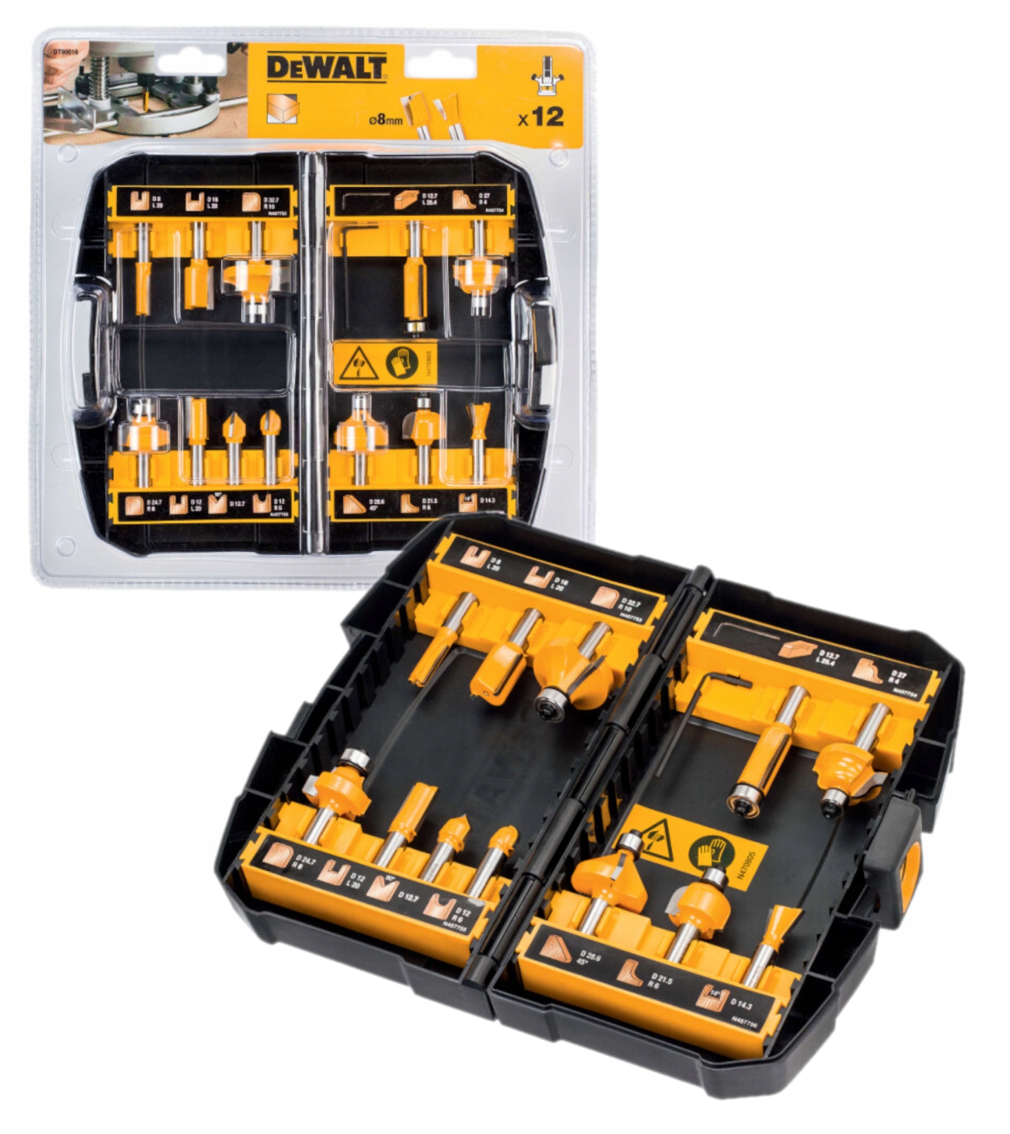 DeWALT Zestaw frezów do drewna 12szt. DT90016