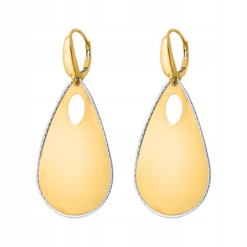 Dámské náušnice zlato 585 velké hladké kapky v rámu, anglické zapínání