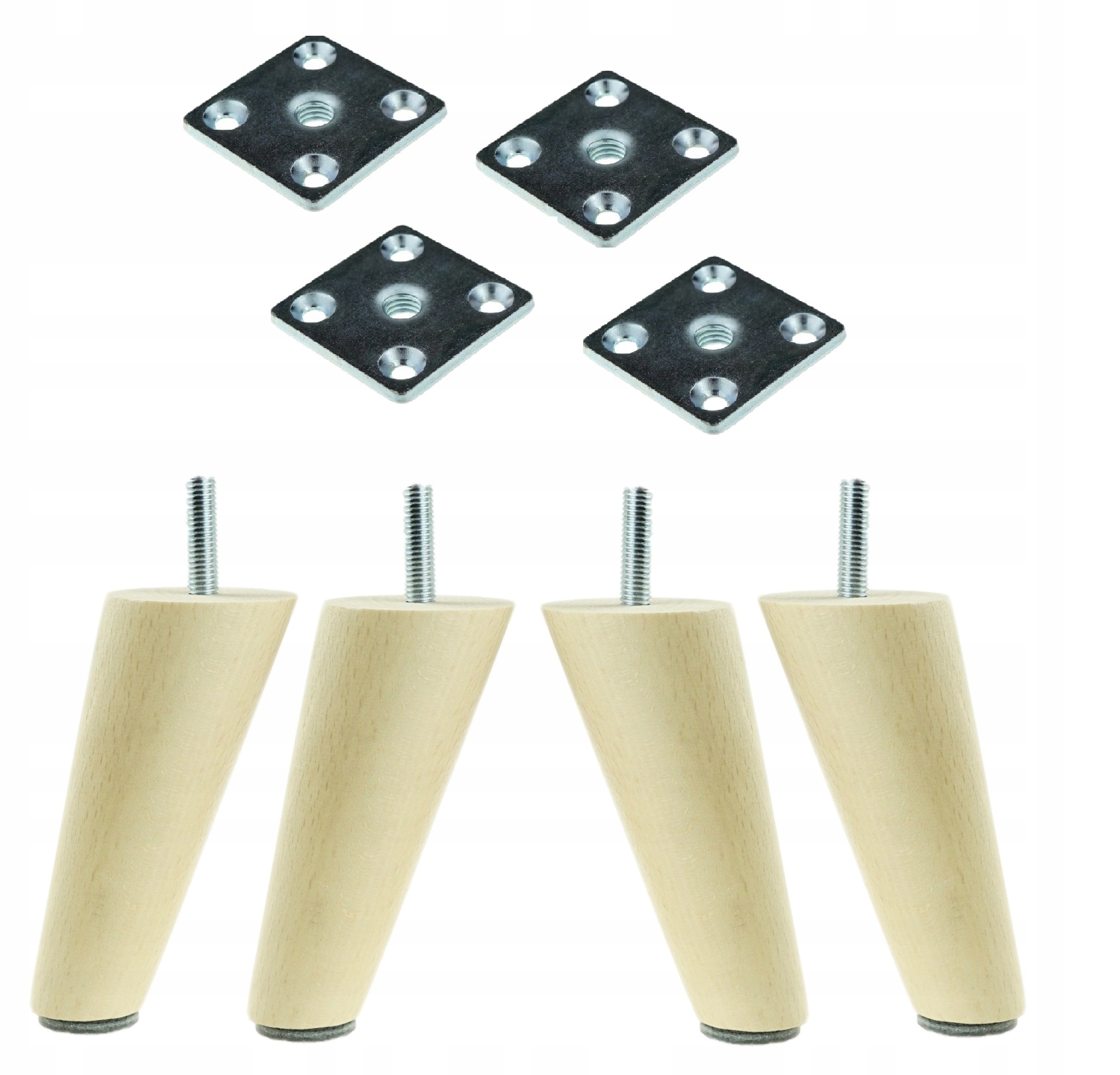 

Nogi Nóżki Drewniane Lakier 15 cm blachy zestaw