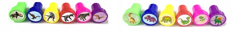 PIECZĄTKI STEMPELKI DLA DZIECI DINOZAURY 12 sztuk Materiał plastik inny