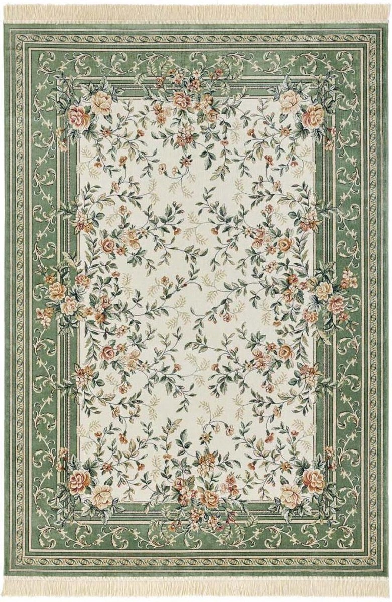 Koberec do obývačky 195x300 cm tradičný, klasický zeleno-krémový vzor