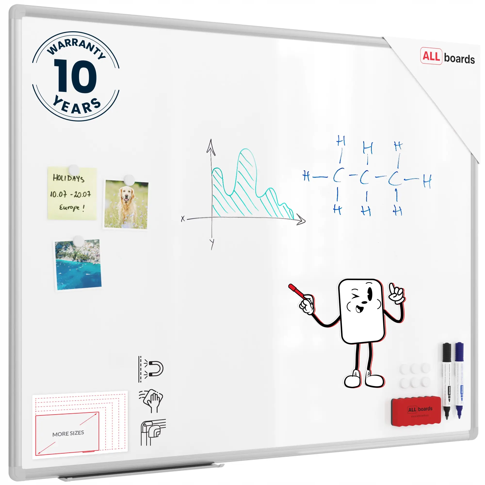 Tablica magnetyczna biała 100x80 cm rama aluminiowa Premium Expo