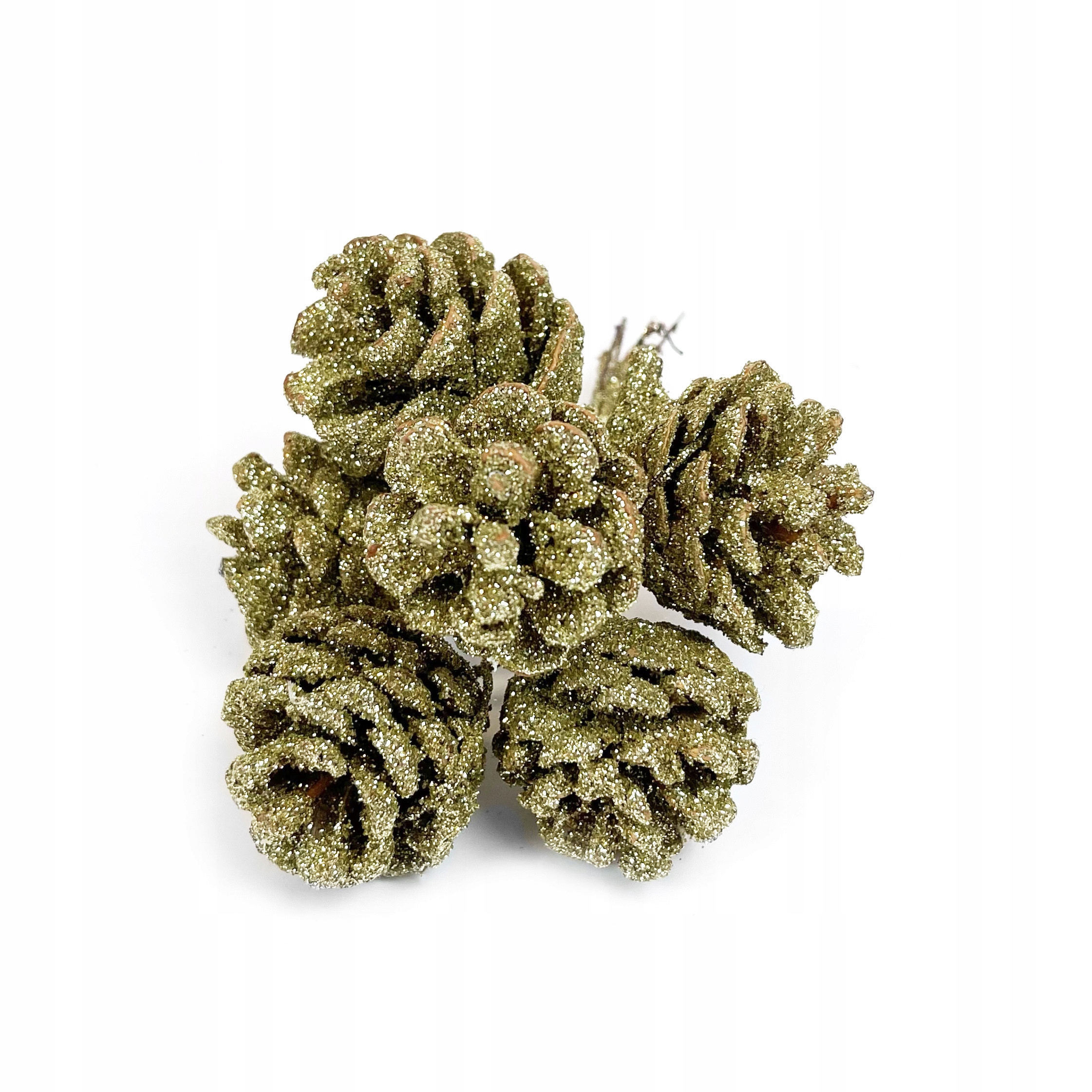 

Szyszki ozdobne z brokatem złote, 4 cm, 6 szt.