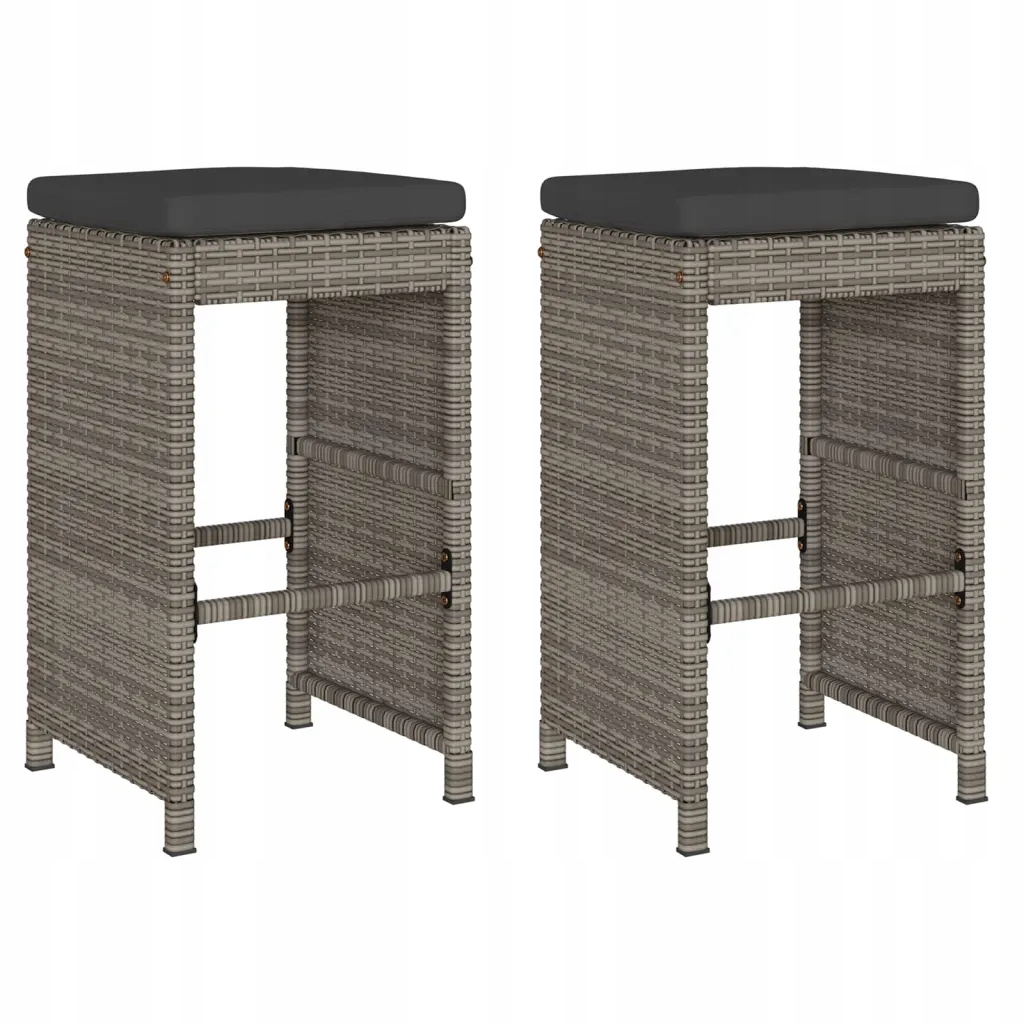 Zahradní židle šedá s polštáři 40 x 40 x 76 cm, Pe ratan