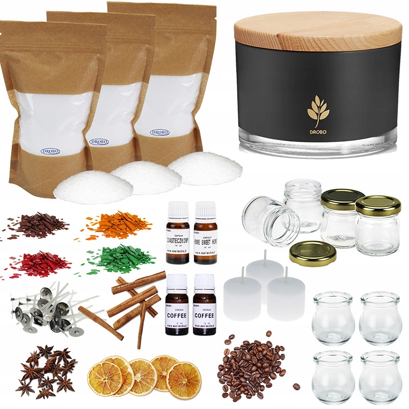 Sada na výrobu svíček velká XXL s elegantním černým matným sklem