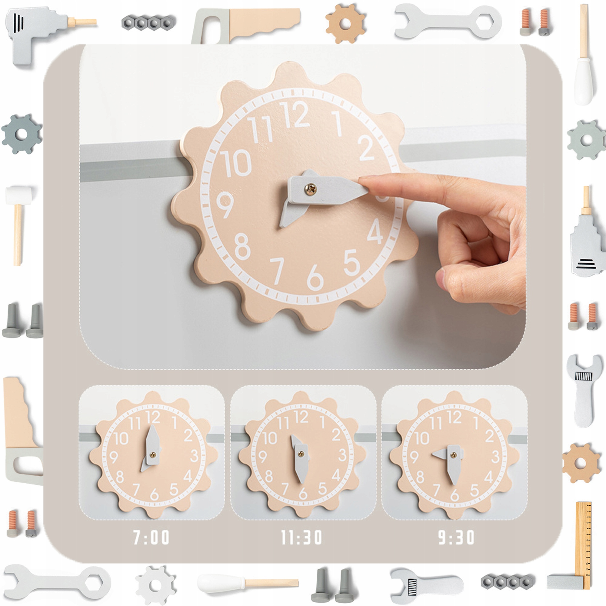 EDUKACYJNA ZABAWKA WARSZTAT DREWNIANY STÓŁ NARZĘDZIA DO NAPRAWY Materiał drewno