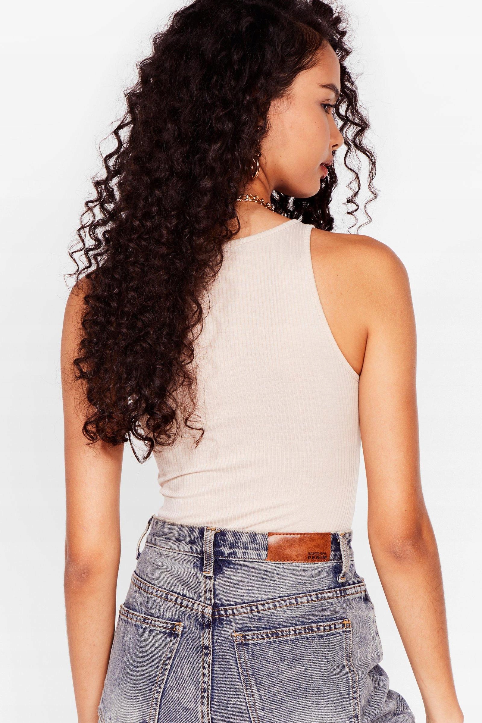 DC13306 *NASTY GAL PRĄŻKOWANE BODY XS Dekolt okrągły