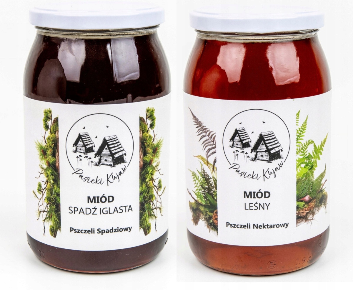Zestaw miodów 2x1200G Spadź Iglasta I Leśny Polski miód z Kujaw