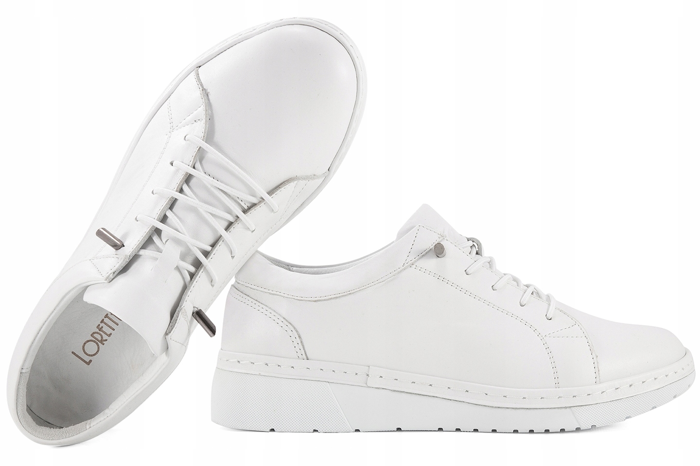 Loretta Vitale 5277 Dámské Kožené Polobotky, bílé, bílá, 36