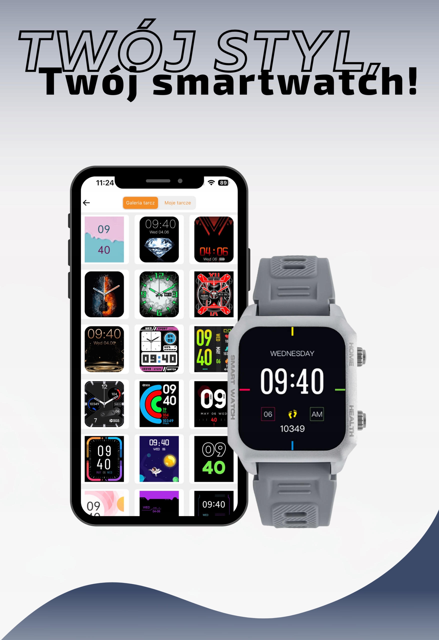 Smartwatch WIELE TARCZ POWIADOMIENIA SPORT Złącza brak