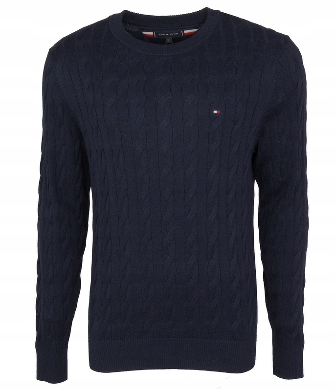 Tommy Hilfiger pánský svetr, bavlněný, cop, tmavě modrý, S