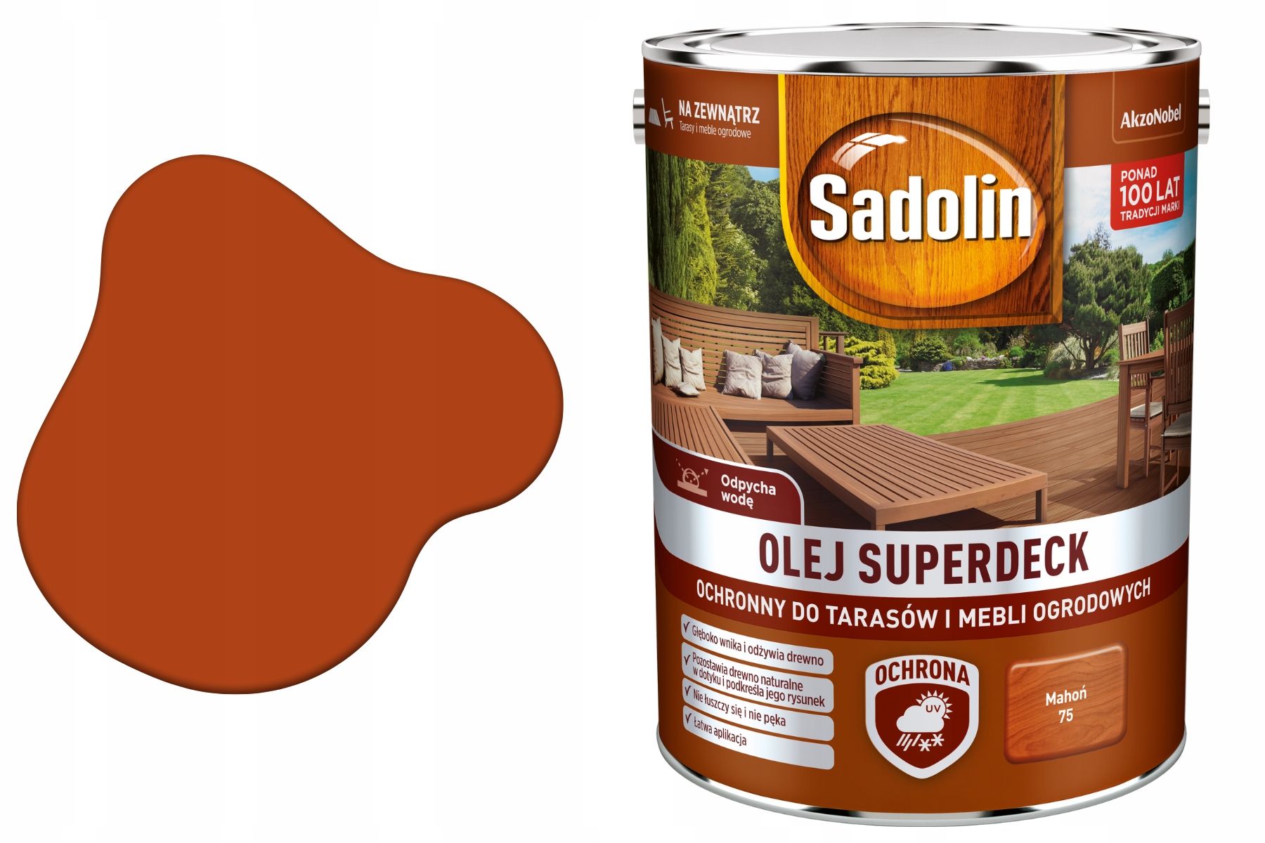 Sadolin Olej Superdeck Ochronny Do Tarasów I Mebli Ogrodowych Mahoń 5L