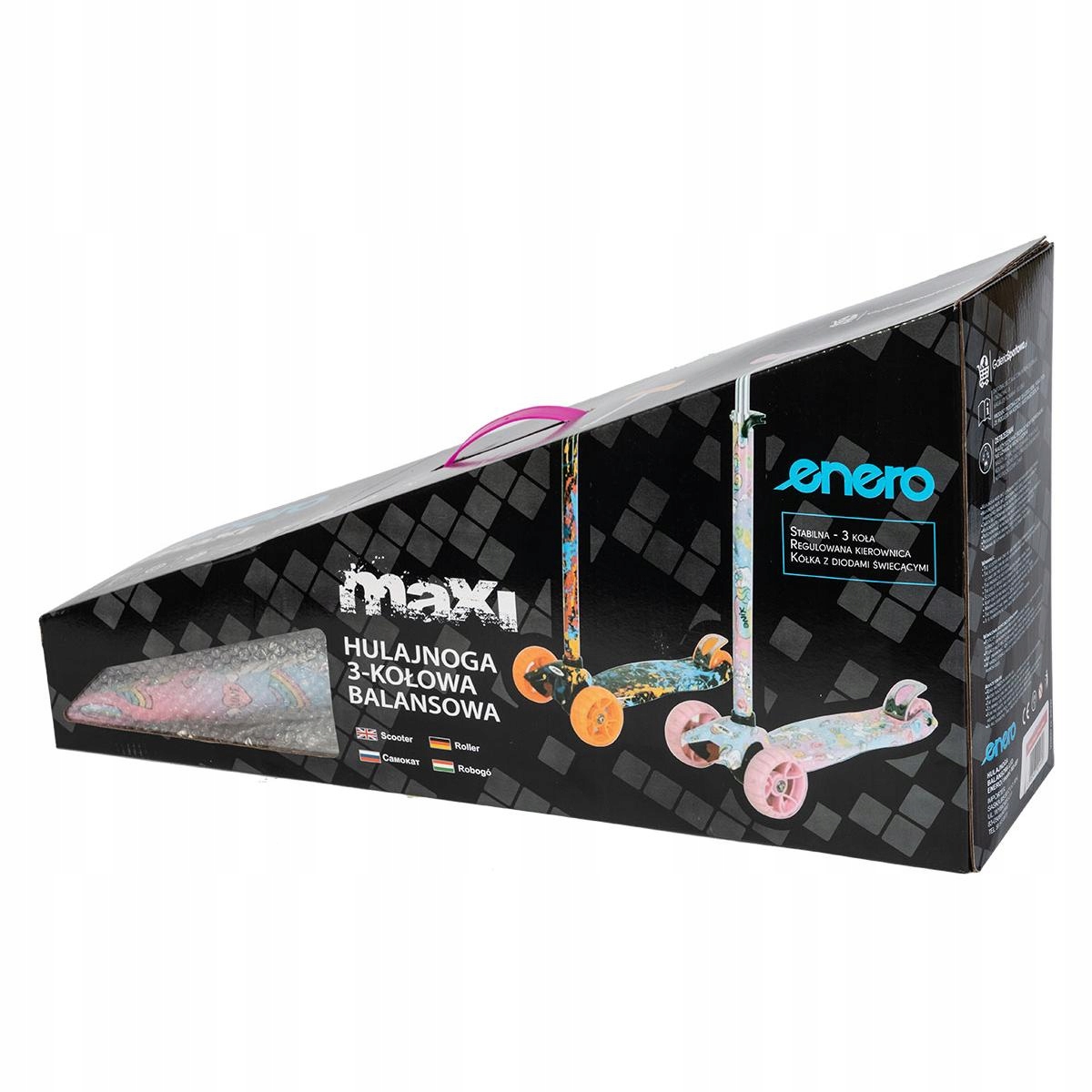HULAJNOGA 3 KOŁOWA BALANSOWA ENERO MAXI UNICORN ŚWIECACE KOŁA LED Maksymalna waga użytkownika 50 kg