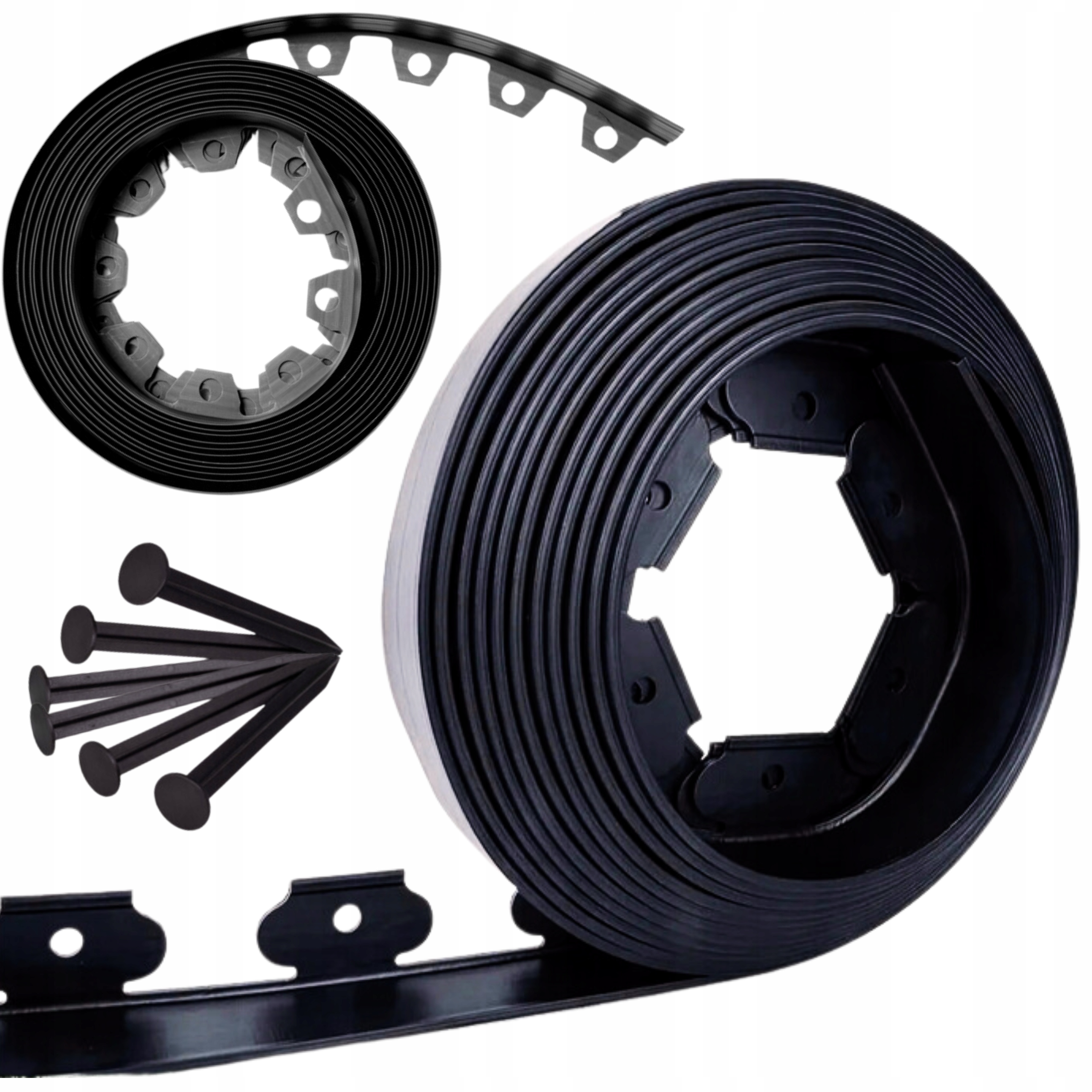 Obrzeże Ogrodowe Trawnikowe Plastikowe ELASTYCZNE Czarne 6cm 20m +Szpilki