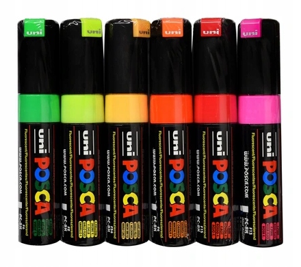 

Uni Posca Marker Z Farbą Farba PC-8K 6szt Fluo