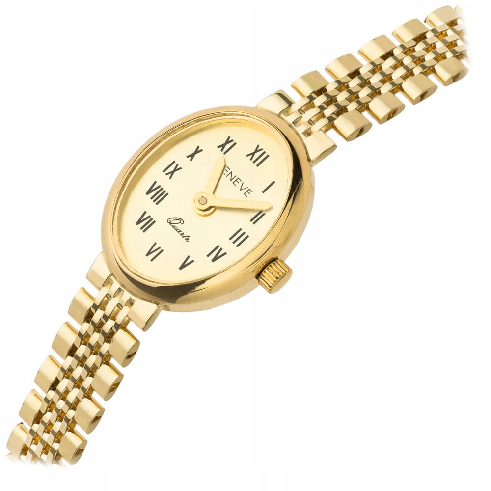 Zlaté hodinky s oválným ciferníkem 585, módní, elegantní, kulatý hodinky o hmotnosti 20.17 g