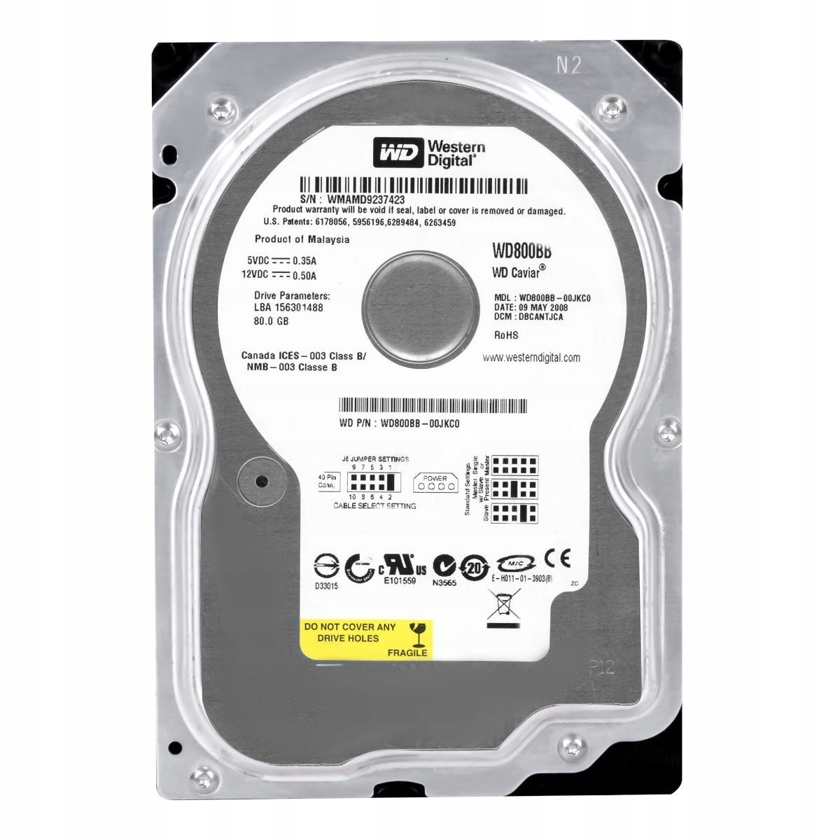 Wd Caviar 80GB 7.2K 2MB Ata 3.5'' WD800BB