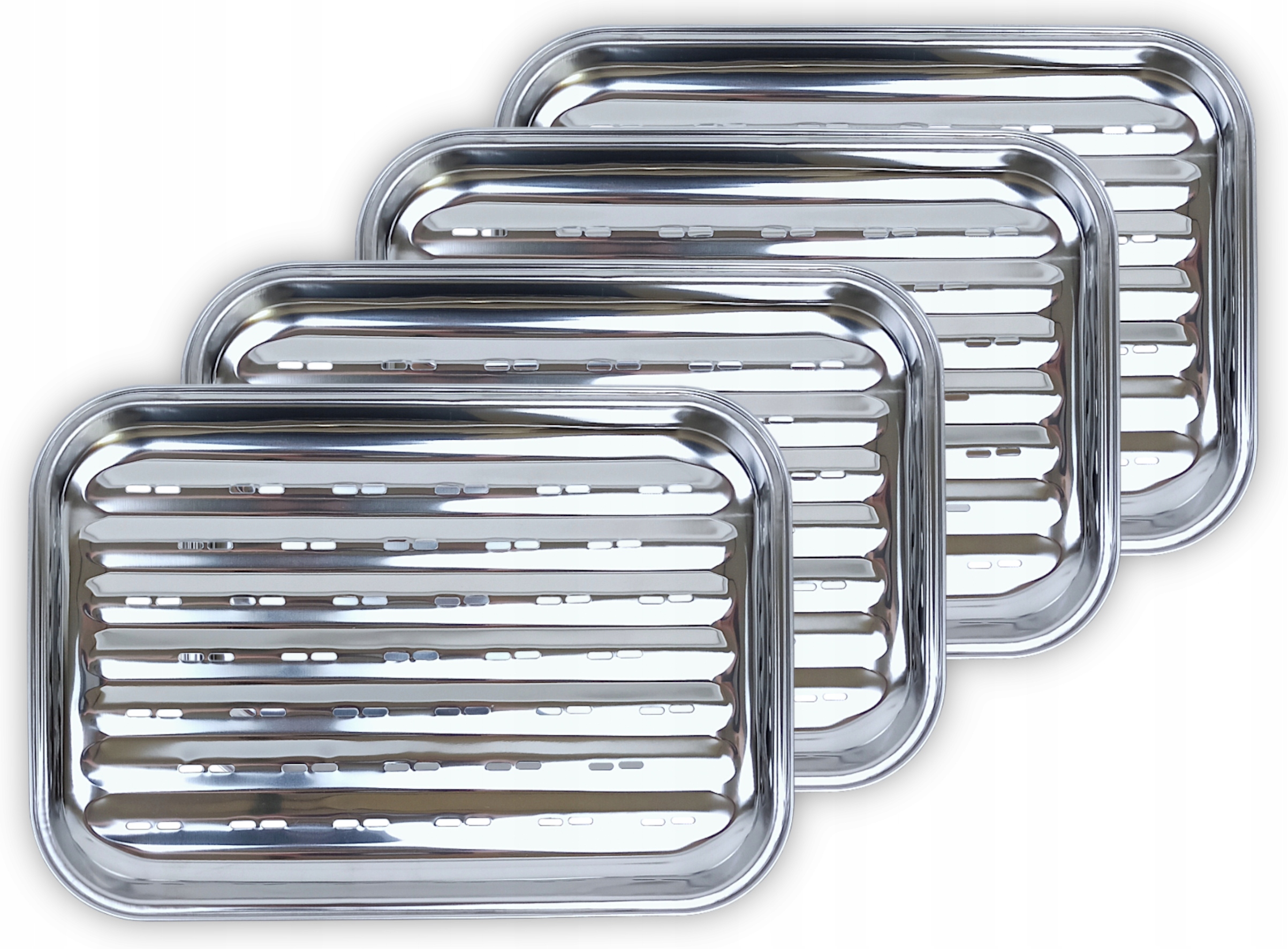 4x Víceúčelová grilovací miska 35x24 cm Grilovací miska Nerezová ocel