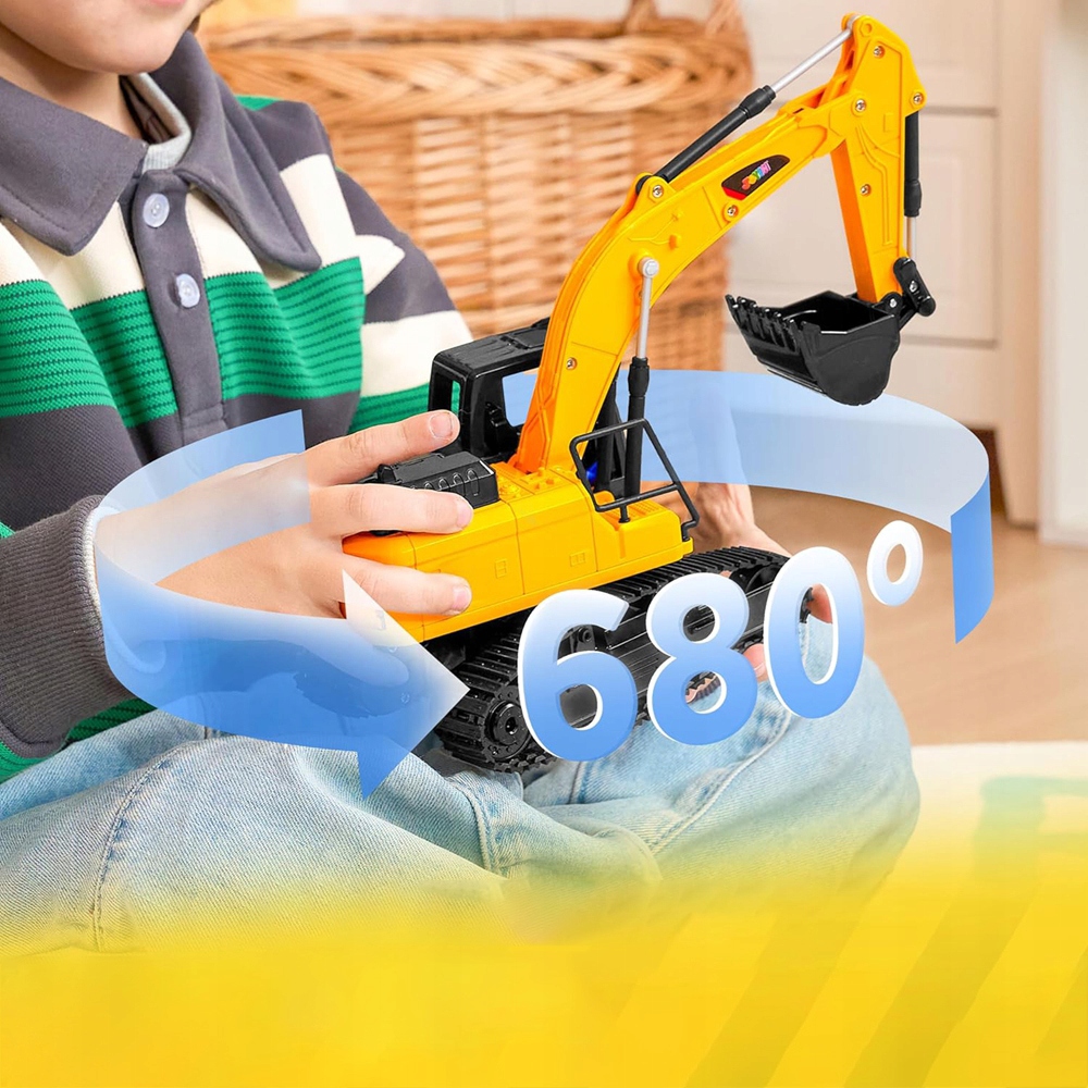 ZDALNIE STEROWANA KOPARKA NA PILOT ŁYŻKĄ Z ŚWIATŁO LED ZABAWKA DLA DZIECI Długość torowiska 31 cm