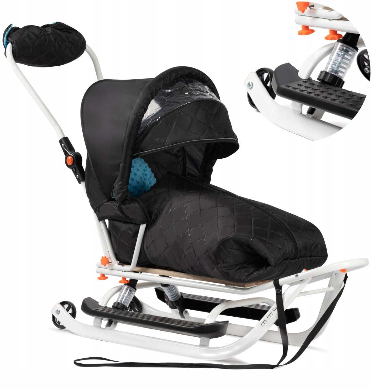 Sanki Jee Vip z Budką Kółka Amortyzatory dla Dzieci Śpiwór Mufka Minky