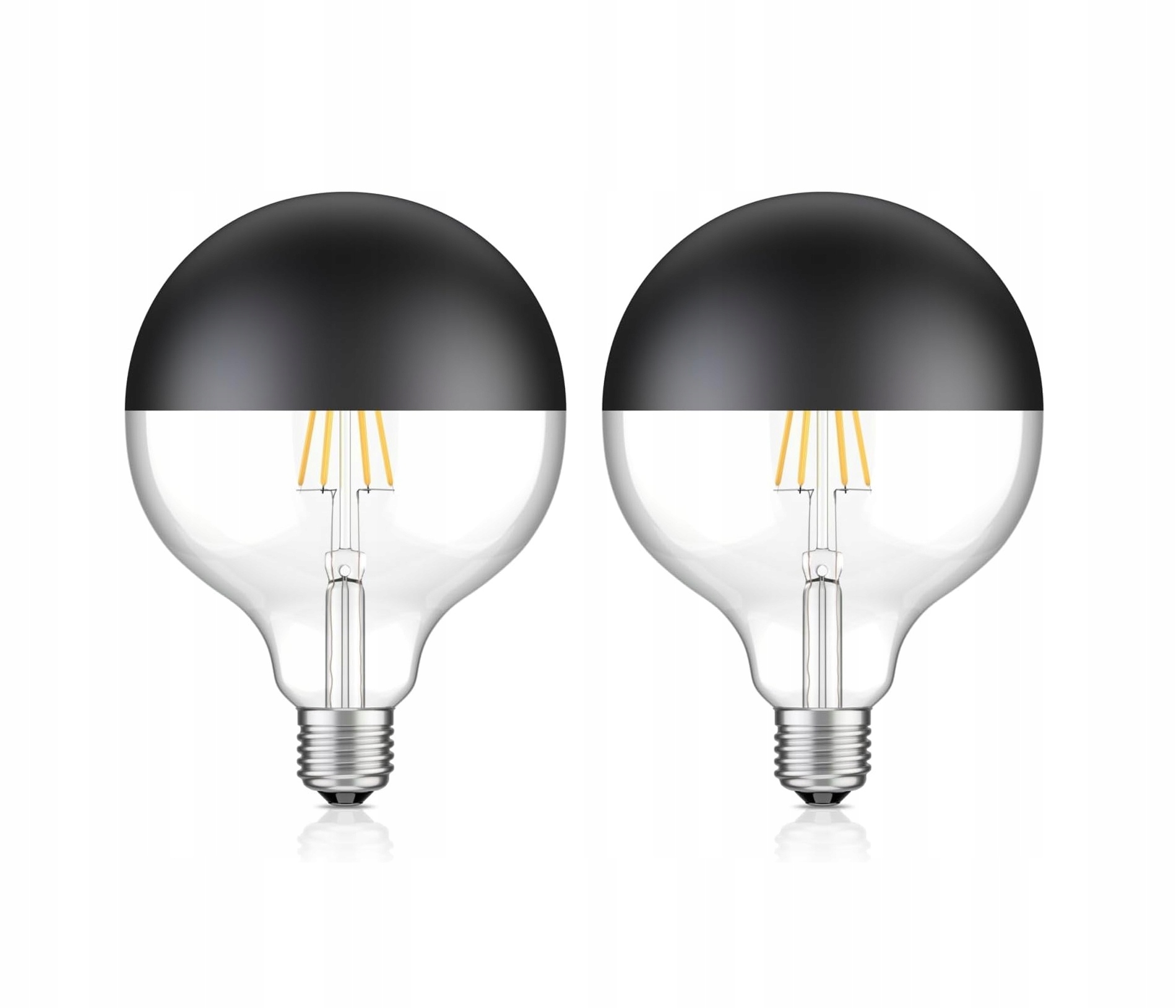 Led žárovka černá matná se zrcadlem G95 E27 2700K Edison, sada 2 kusů