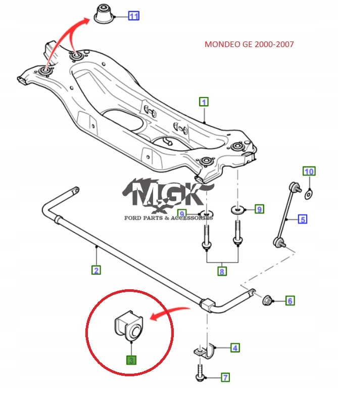 Ford OE 1124418 TULEJA DRĄŻKA STABILIZATORA MONDEO Jakość części (zgodnie z GVO) O - oryginał z logo producenta pojazdu (OE)