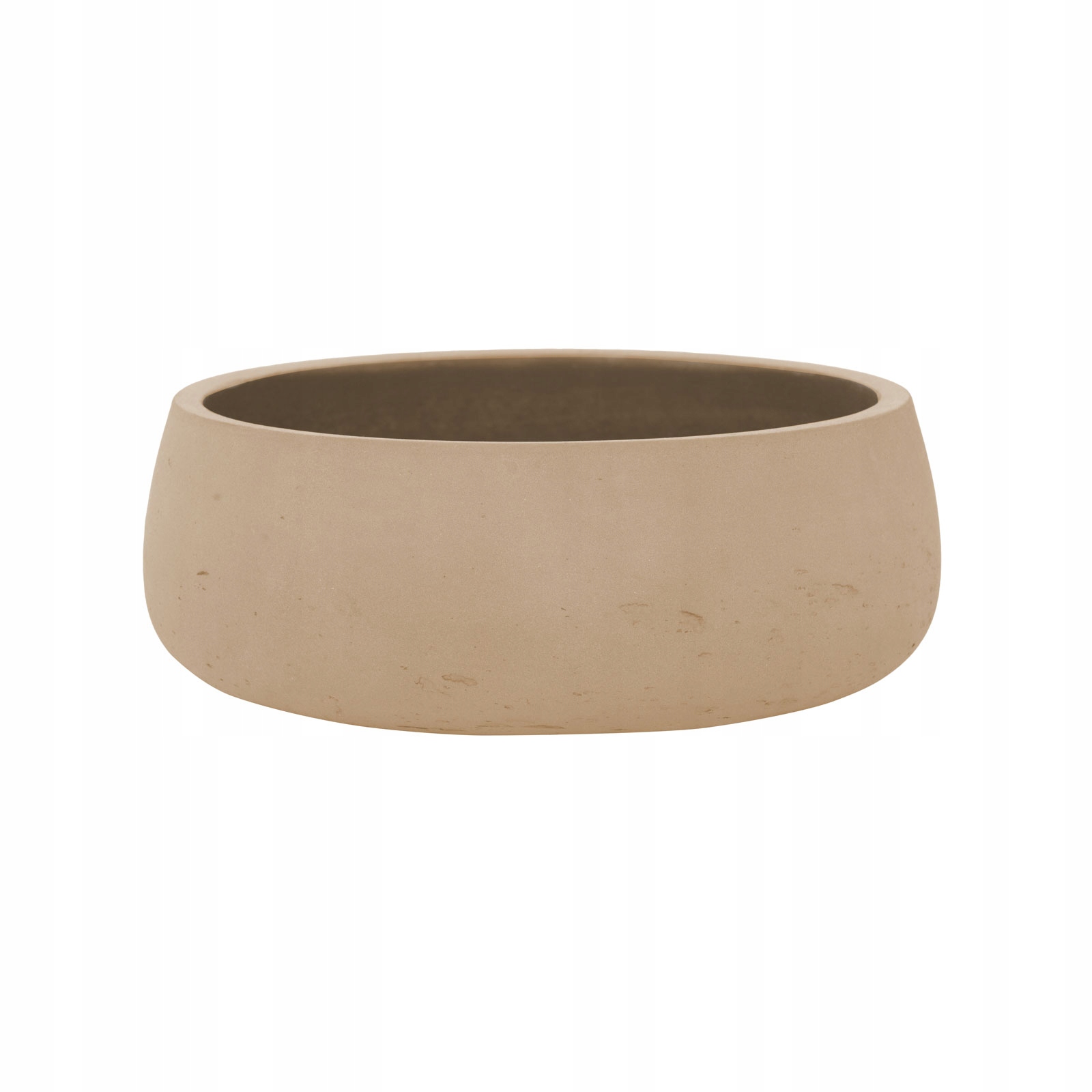 beżowa kamienna donica misa Eileen 35/13cm solidna płaska osłonka cementowa