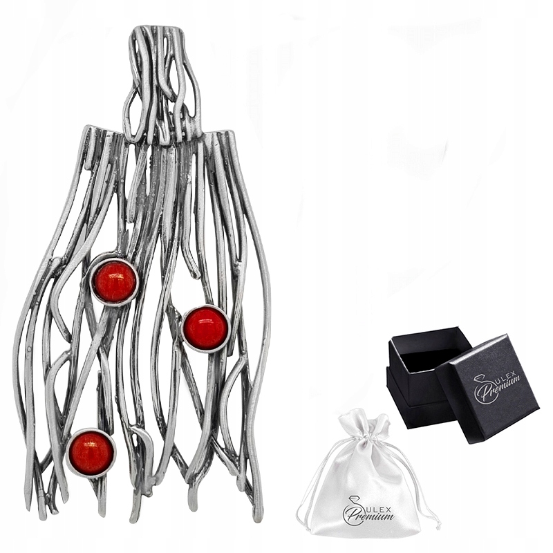 Stříbrný přívěsek ryzost 925 Elegantní oxidovaný Přívěsek s korálem (větší)