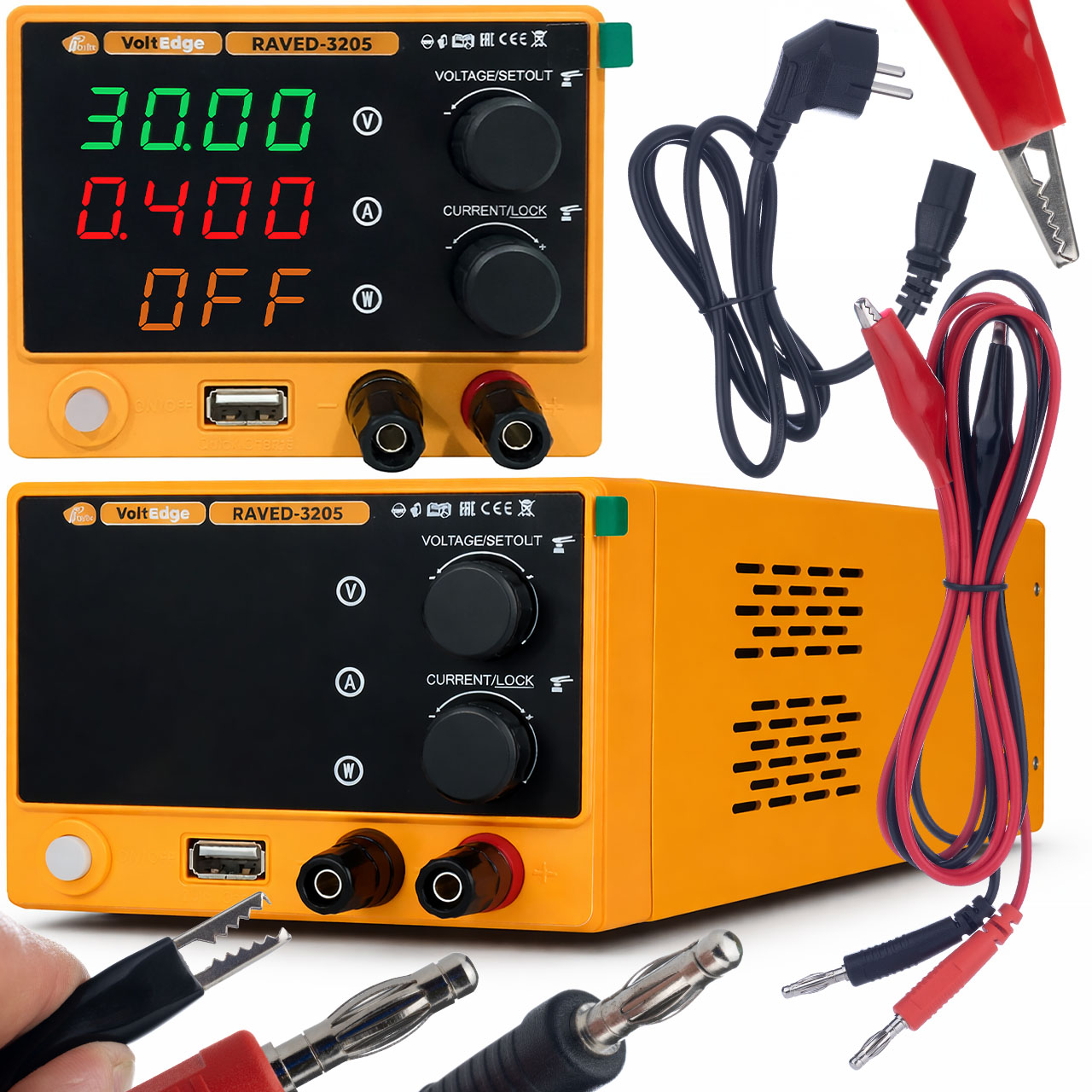 REGULOWANY ZASILACZ LABORATORYJNY ROSFIX VOLTEDGE RAVED-3205 32V 5A USB QC