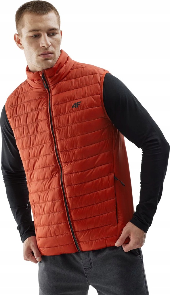 4F Bunda Bez Rukávů Pánská péřová prošívaná sportovní vesta krátká S