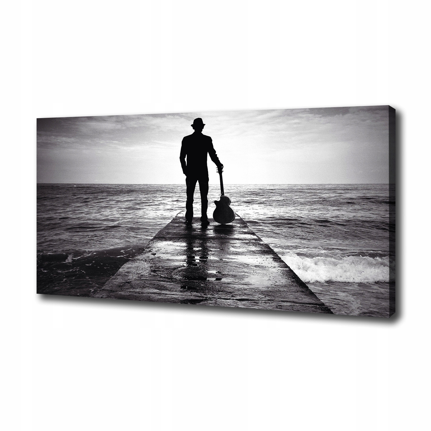 

Foto obraz na płótnie Gitarzysta na molo 100x50 cm