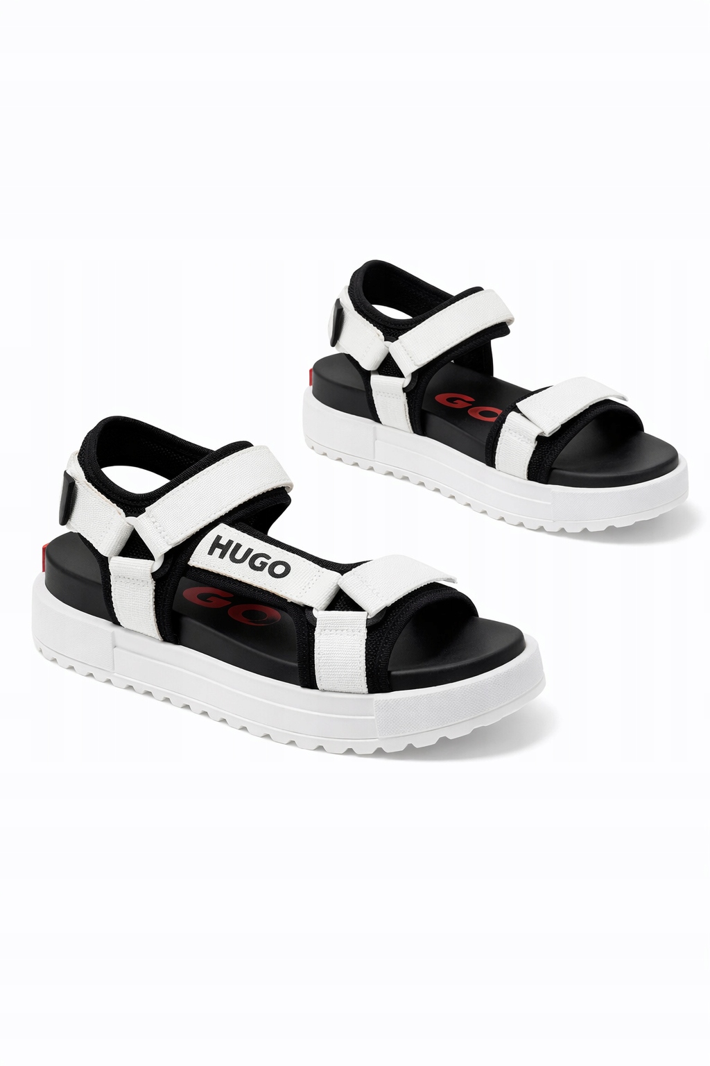 Hugo Pánské Bílé Sandály S Černými Detaily A Logem Na Suchý Zip 42 I4A