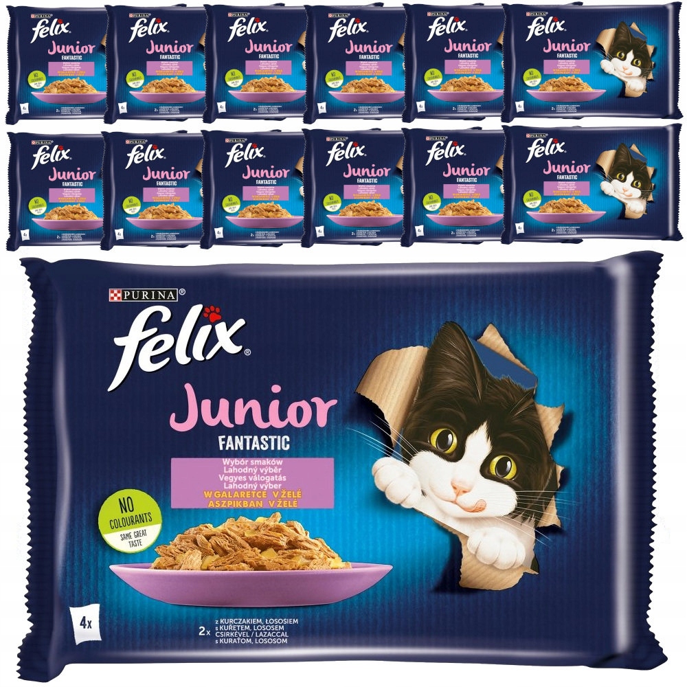 Felix Junior Fantastic Krmivo Kuřecí Losos 52x85g