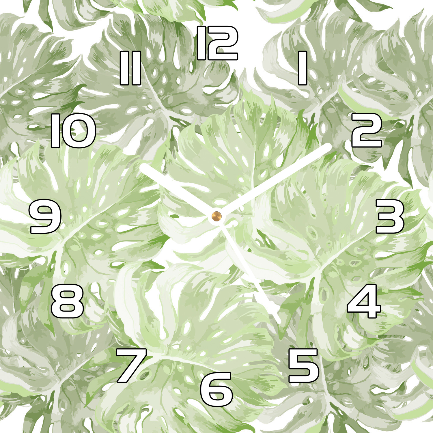 

Zegar na szkle do pokoju Monstera Liście 30x30 cm