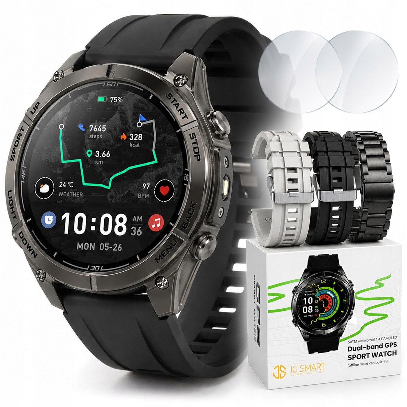 Smartwatch Pánske Vodotesné Hodinky IP69K Dual Gps Mapy Menu Pl Rozhovory Ai