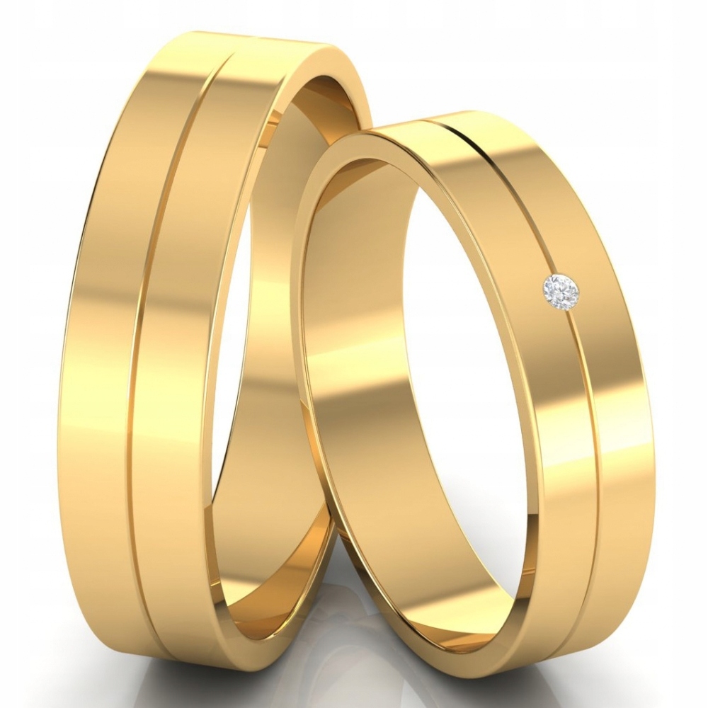 KLASYCZNE OBRĄCZKI ŚLUBNE CYRKONIĄ ZŁOTO 333 PARA
