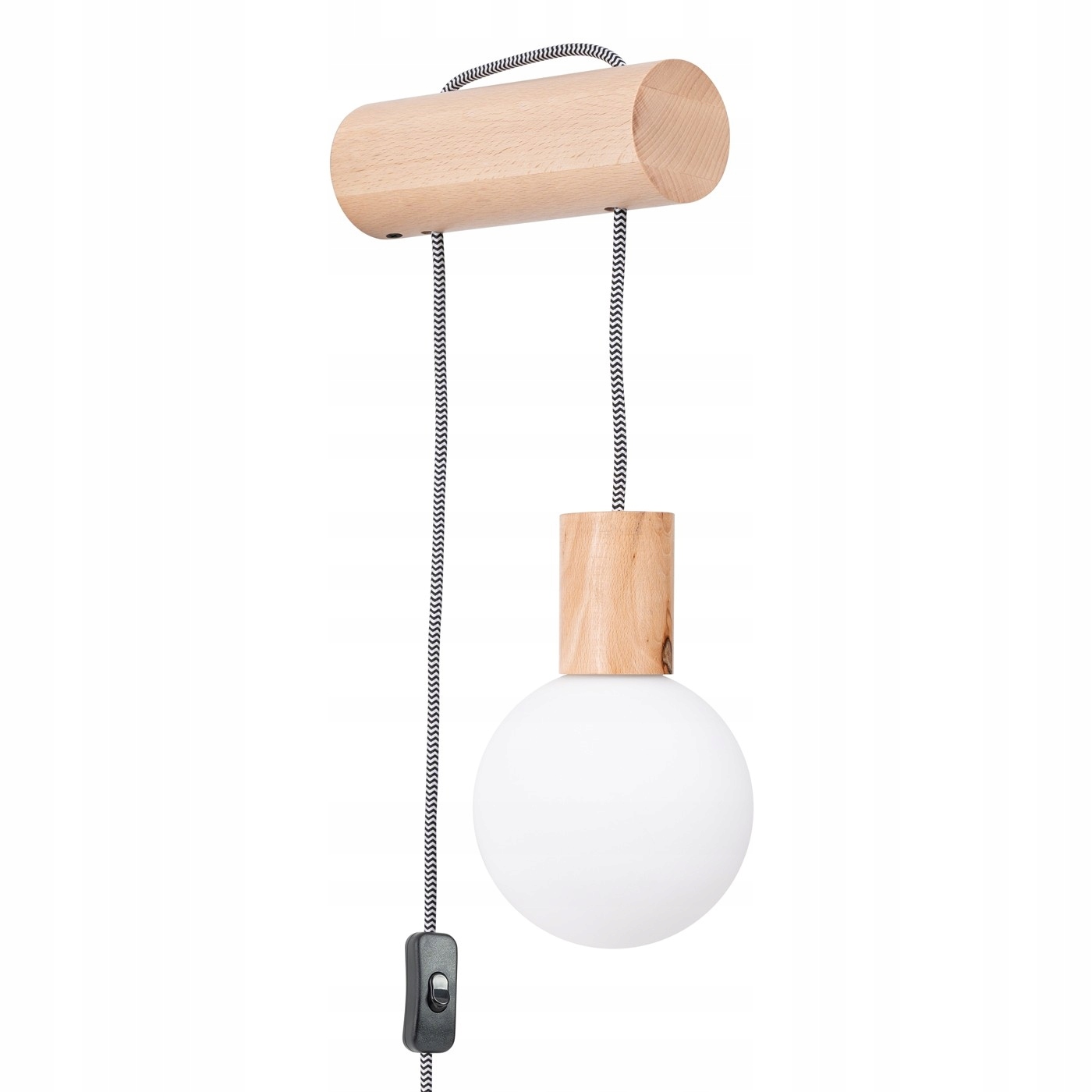 Drevené nástenné svietidlo, závesná žiarovka boho Škandinávska lampa na stenu Sollu
