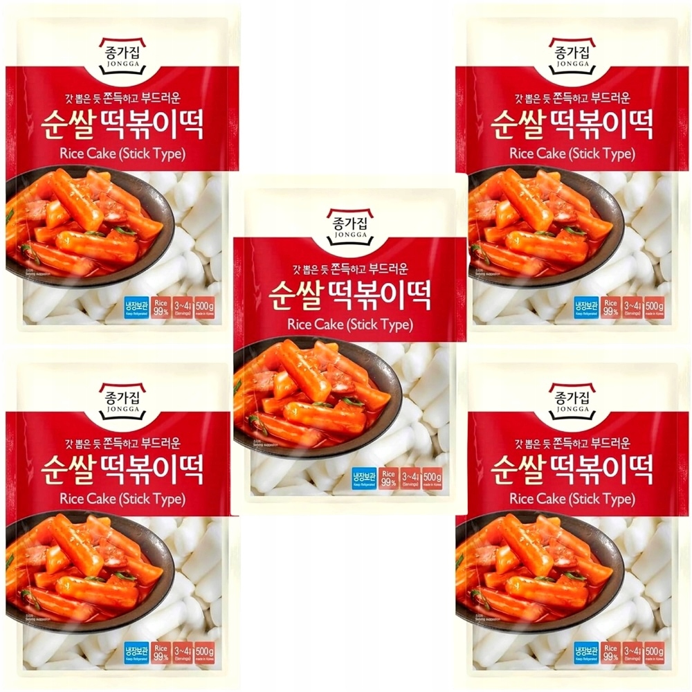 5 x Rýžové Knedlíčky Korejské Tteokbokki Topokki Trubky 500 g Jongga