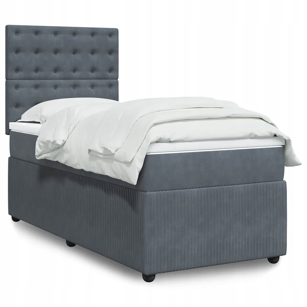 Box spring postel s matrací tmavě šedá 100x200 cm samet Šedá 3294575