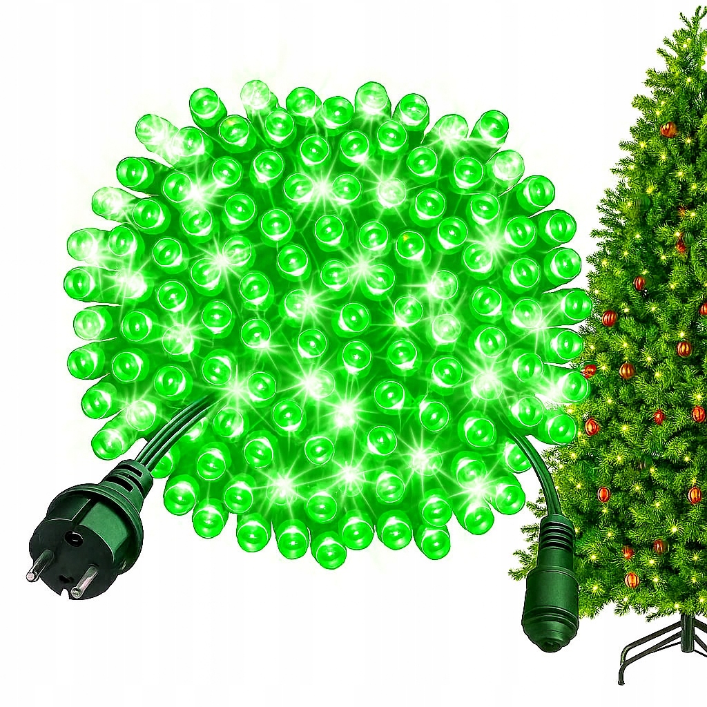 Lampki choinkowe Led 40m 500 diod Zielone Biały Flash IP44 zielony kabel
