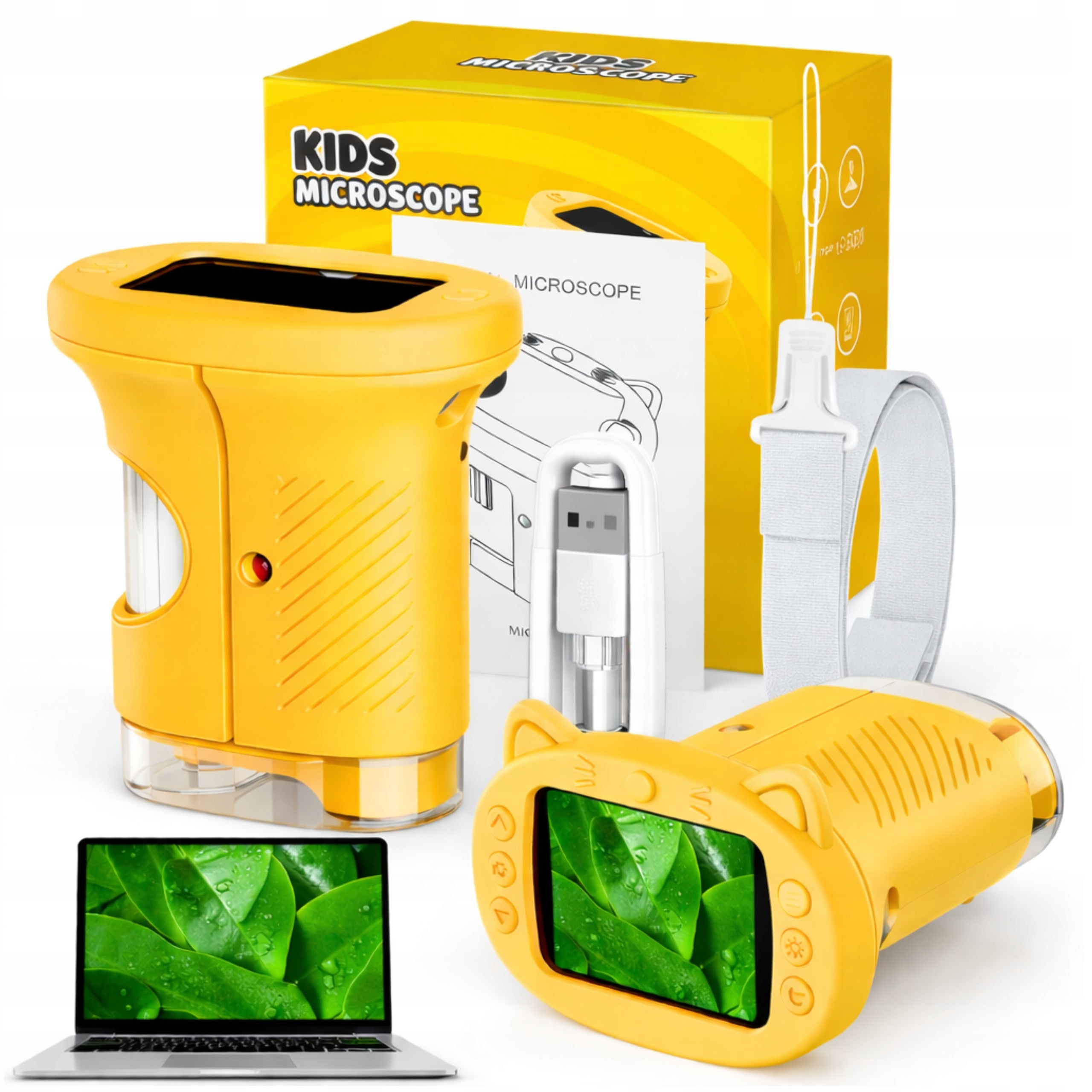 Przenośny Mikroskop Cyfrowy Dla Dzieci Ekran Hd 2,4" Cale Ips 8 Led 1000X