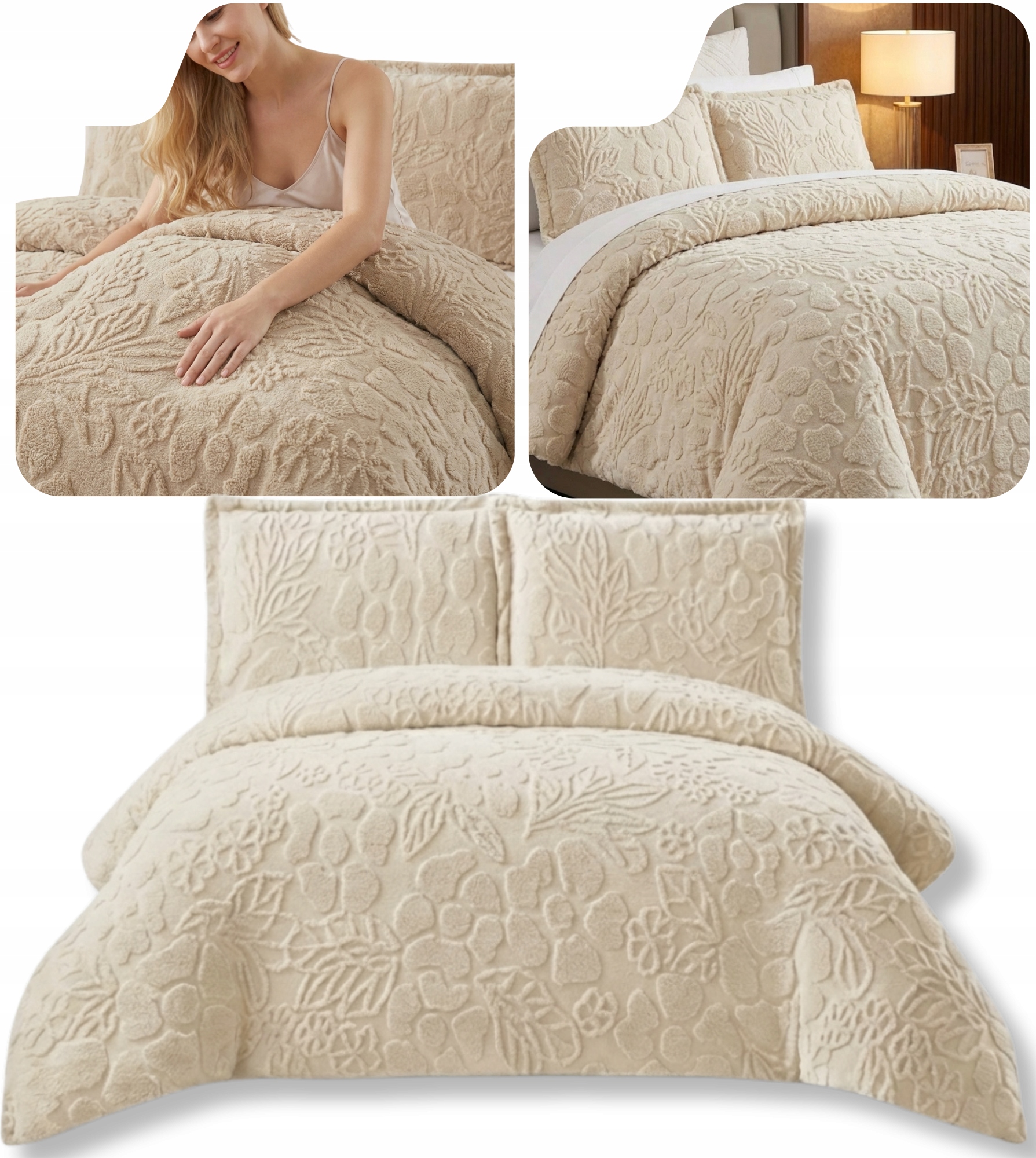 Komplet Pościeli Miś 200x220 +2x70x80 cm Flanelowa Otuląjąco Miękka Pościel