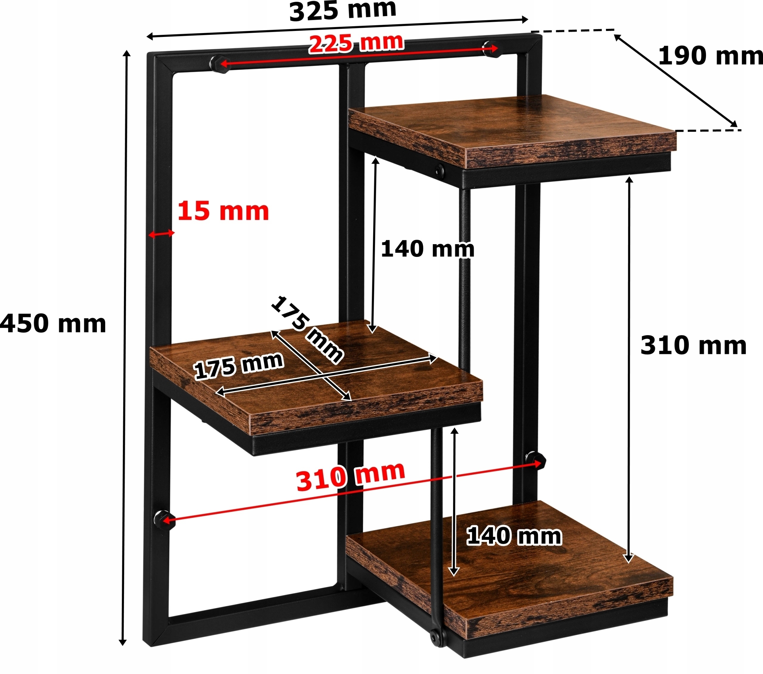 KWIETNIK WISZĄCY METALOWY RUSTYKALNY NA ŚCIANĘ KWIATY ROŚLINY ŚCIENNY PÓŁKA Kod producenta 325582MG