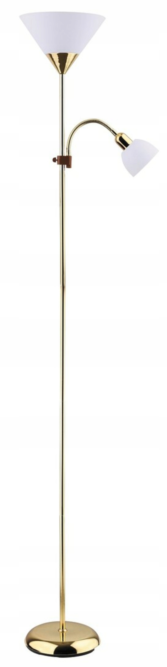 Stojací lampa Rabalux Action zlatá, E27+E14, výška 178cm, flexibilní rameno