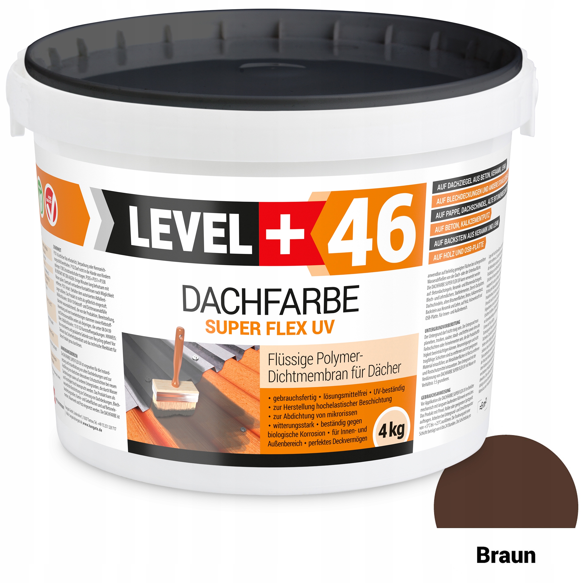 Farba Dachowa 4kg Brązowy Wałek Malarski 10cm Kolor brązowy