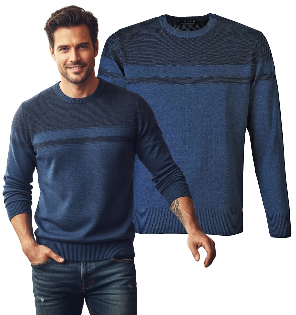 Elegantní pánský svetr Granátový Klasický Bavlněný Solid 2XL Pako Jeans